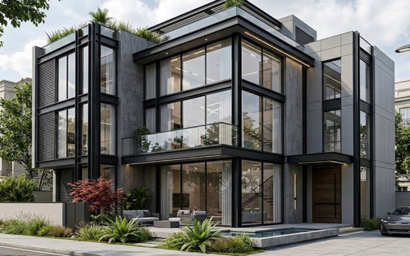 Glass and Steel Modern Urban Elevation